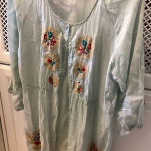 Johnny Was flowy embroidered tunic